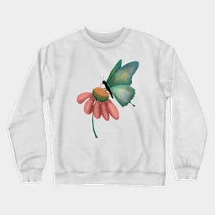 Butterfly on flower Crewneck Sweatshirt